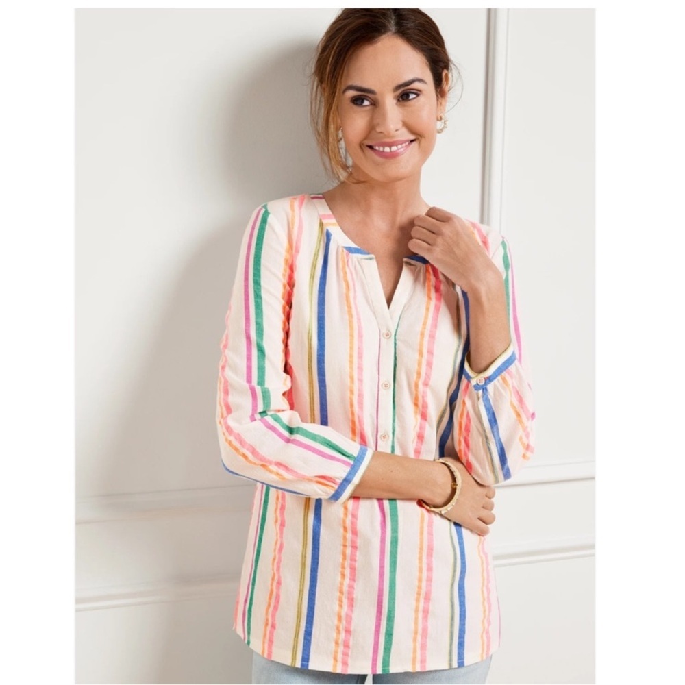 Talbots Sensational Stripe Popover Blouse - Picture 1 of 5